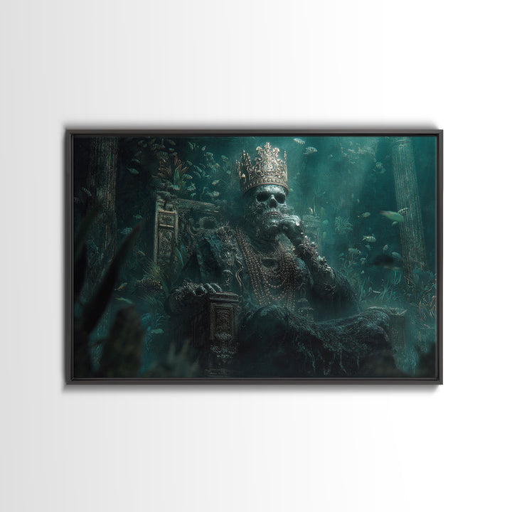 The Watcher In The Coral Throne, Landscape Wall Art, Eldritch Gothic Decor, Canvas Print, Halloween Wall Decor, Gothic Home Decor