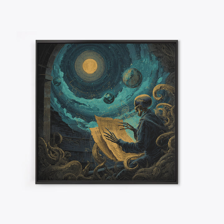 The Astronomer Of The Hollow Sky, Square Wall Art, Cosmic Horror Wall Art, Canvas Print, Halloween Wall Decor, Gothic Home Decor