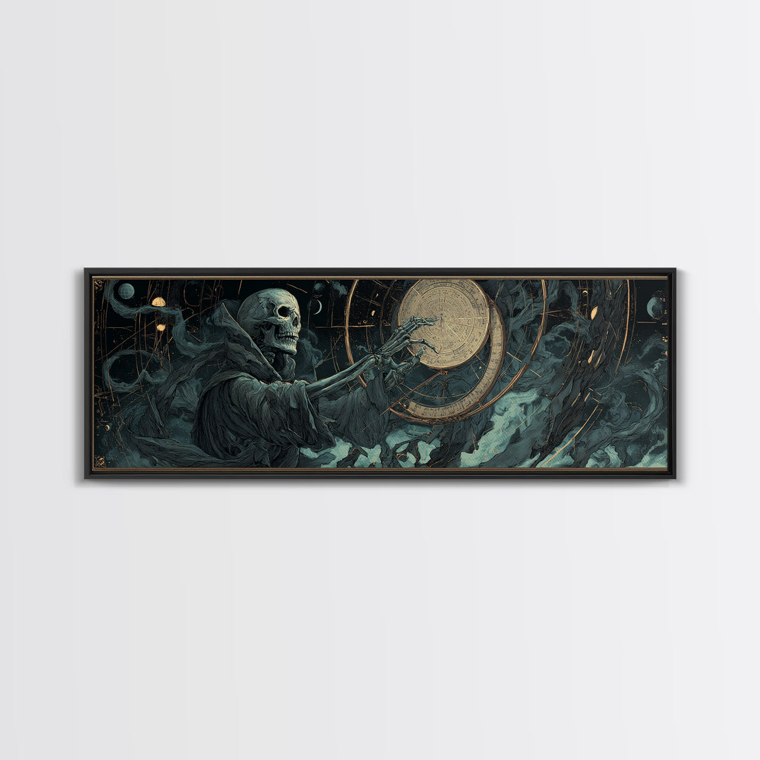 The Astronomer Of The Hollow Sky, Extra Wide Wall Art, Eldritch Gothic Decor, Framed Canvas Print, Halloween Wall Decor, Gothic Home Decor