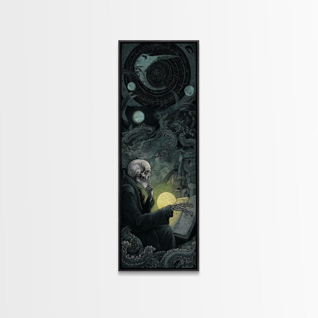 The Astronomer Of The Hollow Sky, Tall Narrow Wall Art, Haunted Gothic Art, Canvas Print, Halloween Wall Decor, Gothic Home Decor