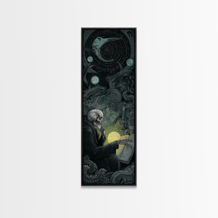 The Astronomer Of The Hollow Sky, Tall Narrow Wall Art, Haunted Gothic Art, Canvas Print, Halloween Wall Decor, Gothic Home Decor