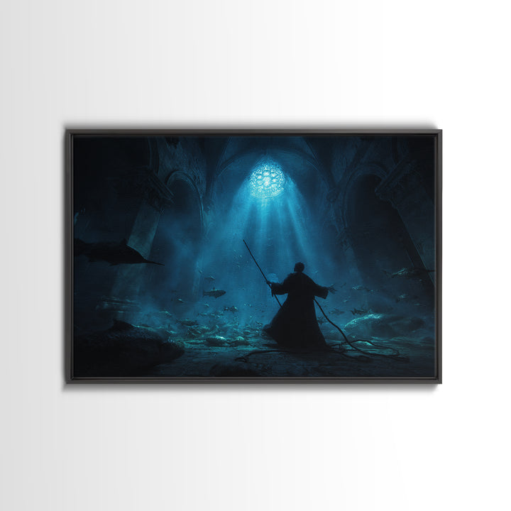 The Bellringer Of The Sunken Cathedral, Landscape Wall Art, Lovecraftian Horror Art, Canvas Print, Halloween Wall Decor, Gothic Home Decor