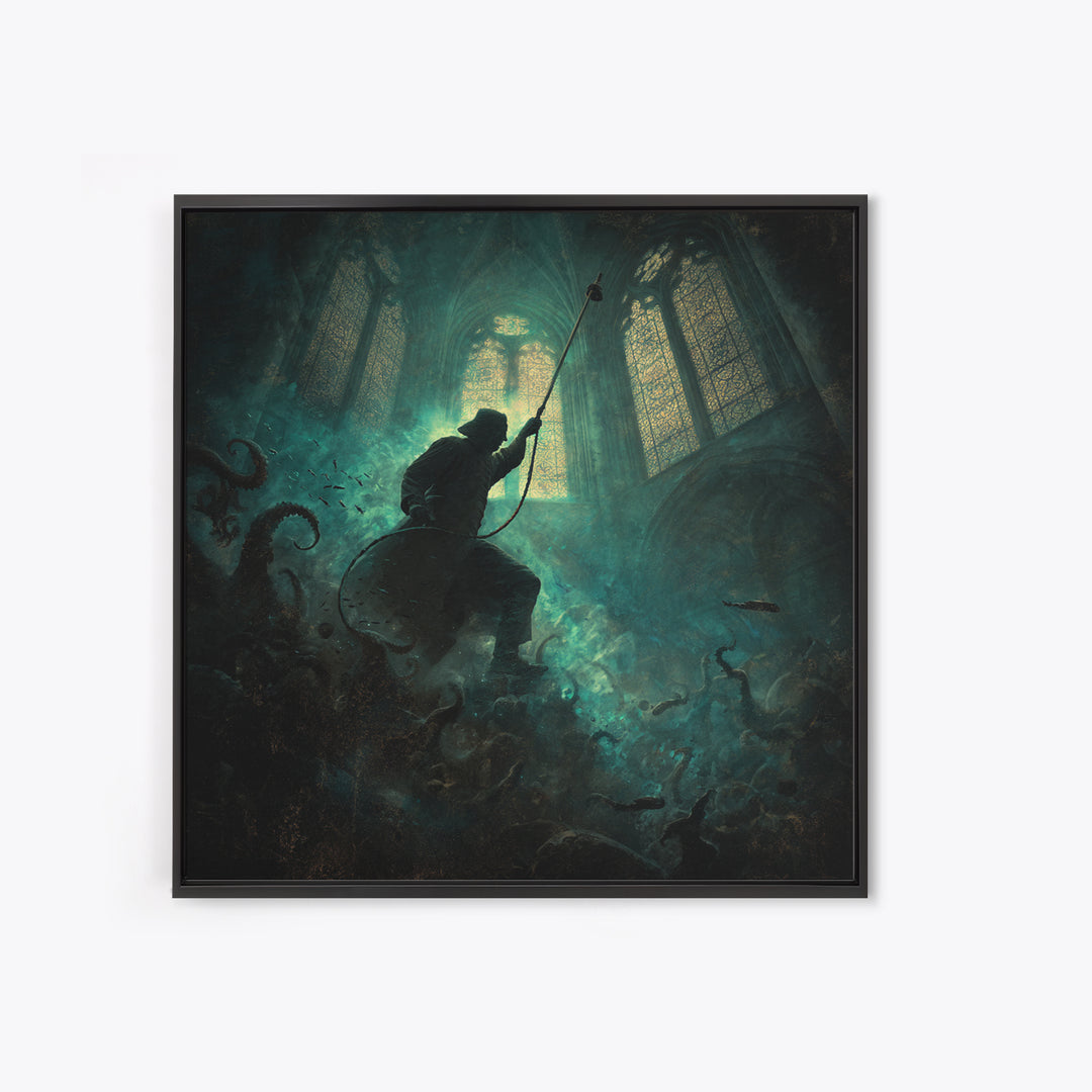 The Bellringer Of The Sunken Cathedral, Square Wall Art, Spooky Home Decor, Framed Canvas Print, Halloween Wall Decor, Gothic Home Decor