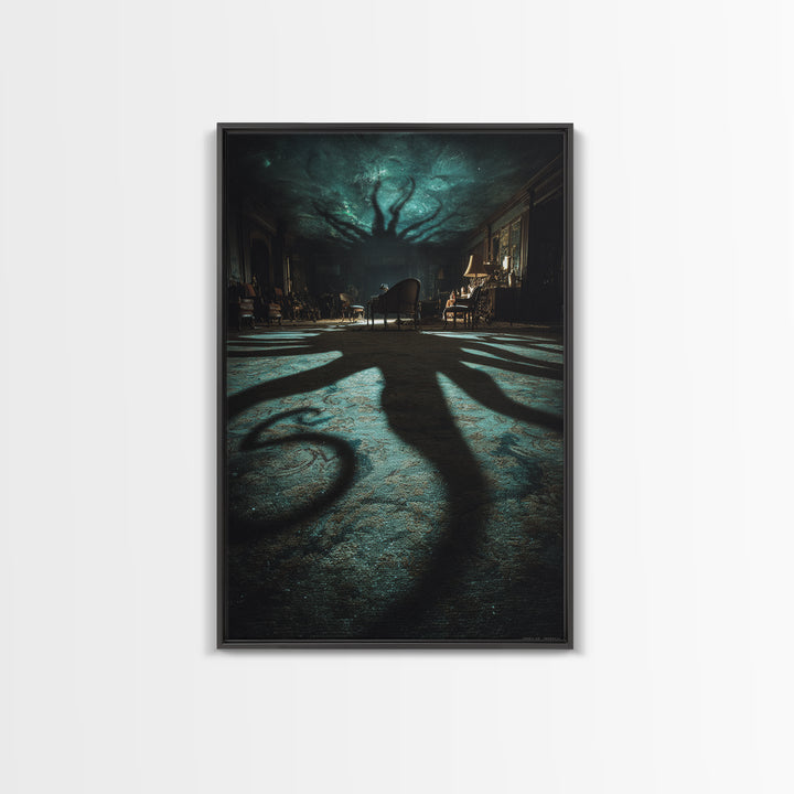The Crawler Beneath The Floor Of Stars, Vertical Wall Art, Gothic Horror Wall Art, Canvas Print, Halloween Wall Decor, Gothic Home Decor