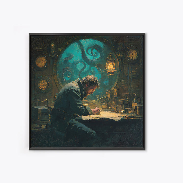 The Mapmaker Of Impossible Shores, Square Wall Art, Cosmic Horror Wall Art, Canvas Print, Halloween Wall Decor, Gothic Home Decor