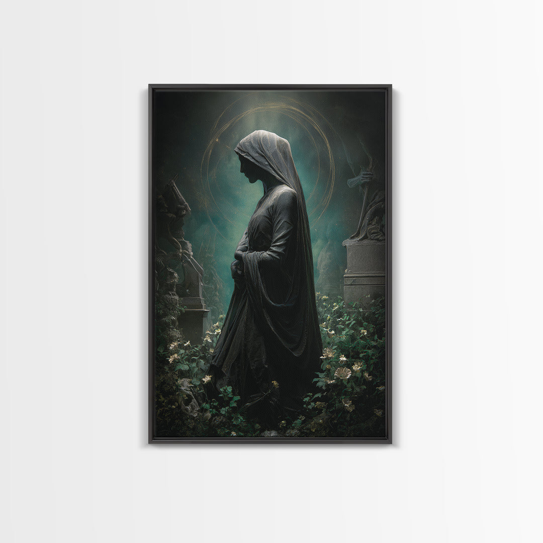 The Widow Of The Whispering Comet, Vertical Wall Art, Dark Halloween Decor, Canvas Print, Halloween Wall Decor, Gothic Home Decor