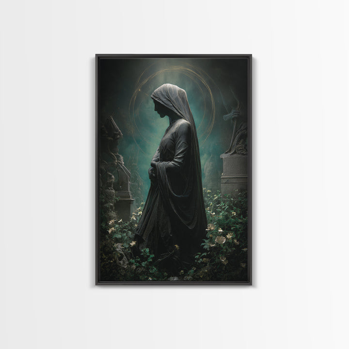 The Widow Of The Whispering Comet, Vertical Wall Art, Dark Halloween Decor, Canvas Print, Halloween Wall Decor, Gothic Home Decor