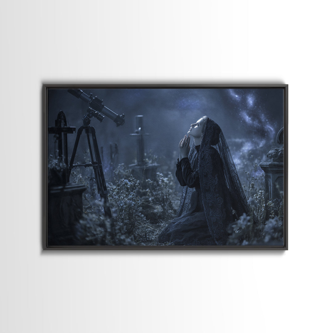 The Widow Of The Whispering Comet, Landscape Wall Art, Lovecraftian Horror Art, Canvas Print, Halloween Wall Decor, Gothic Home Decor