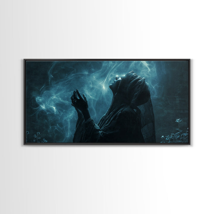 The Widow Of The Whispering Comet, Wide Panoramic Art, Spooky Home Decor, Canvas Print, Halloween Wall Decor, Gothic Home Decor