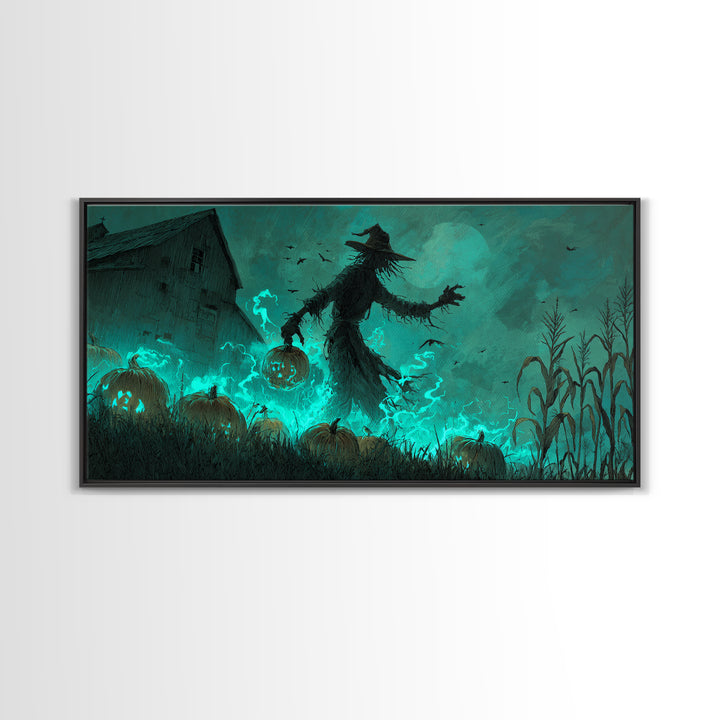 The Harvest Of The Eldritch Field, Wide Panoramic Art, Eldritch Gothic Decor, Framed Canvas Print, Halloween Wall Decor, Gothic Home Decor