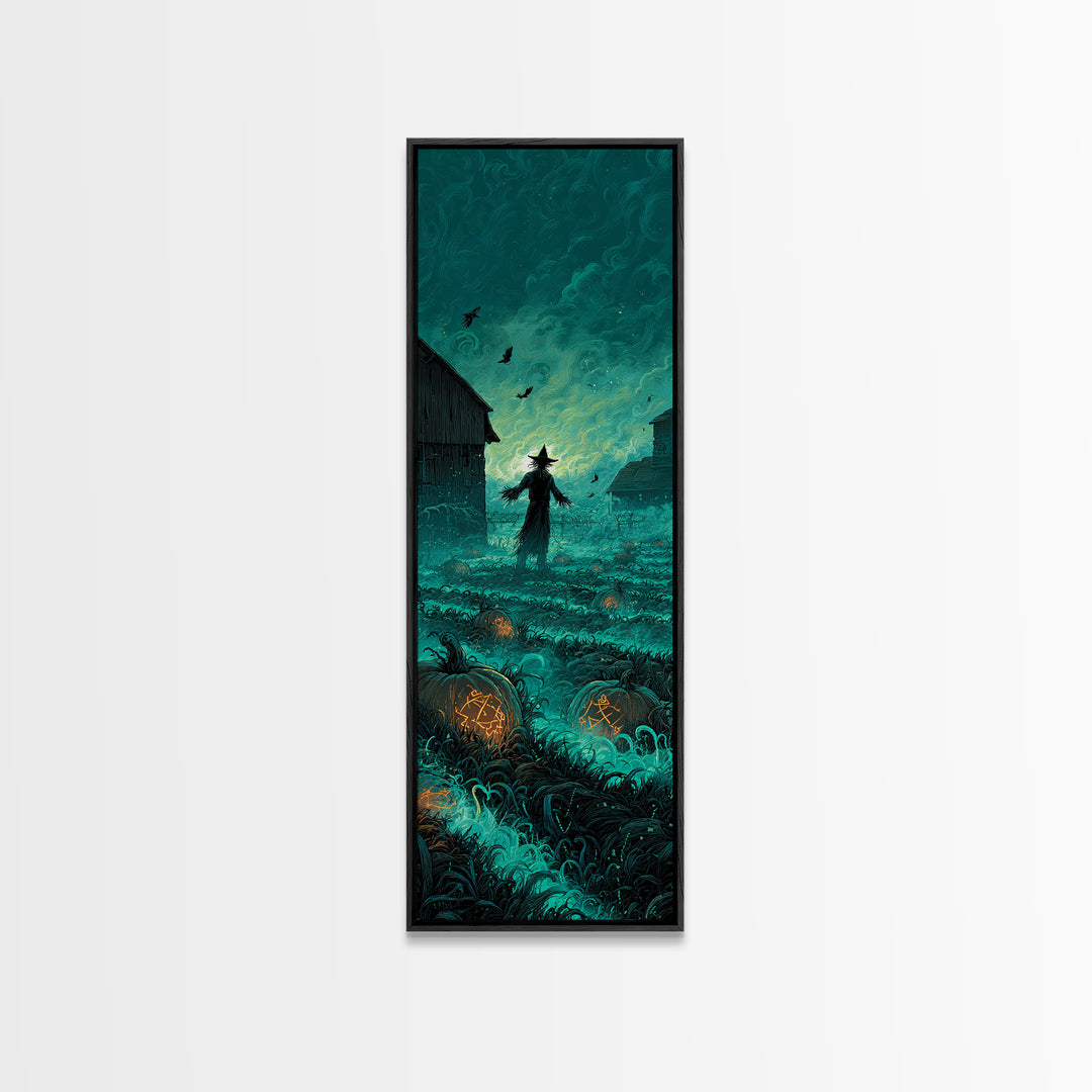 The Harvest Of The Eldritch Field, Tall Narrow Wall Art, Cosmic Horror Wall Art, Framed Canvas Print, Halloween Wall Decor