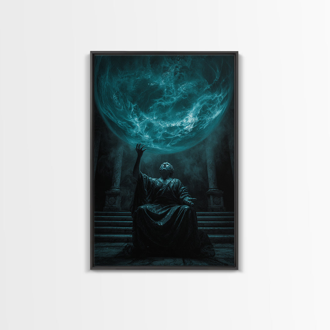 The Oracle Of The Glass Depths, Vertical Wall Art, Dark Fantasy Wall Art, Framed Canvas Print, Halloween Wall Decor, Gothic Home Decor