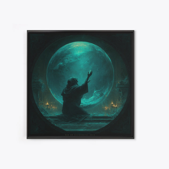The Oracle Of The Glass Depths, Square Wall Art, Lovecraftian Horror Art, Framed Canvas Print, Halloween Wall Decor, Gothic Home Decor