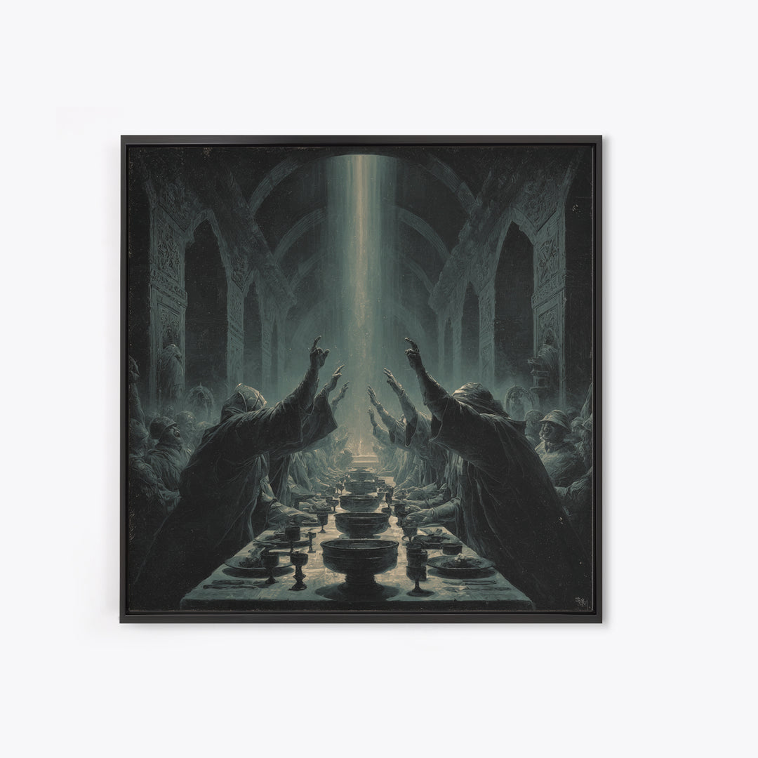 The Feast Of The Pale Cult, Square Wall Art, Macabre Wall Art, Canvas Print, Halloween Wall Decor, Gothic Home Decor, Halloween Decor