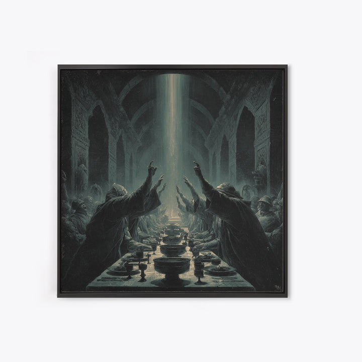 The Feast Of The Pale Cult, Square Wall Art, Macabre Wall Art, Canvas Print, Halloween Wall Decor, Gothic Home Decor, Halloween Decor