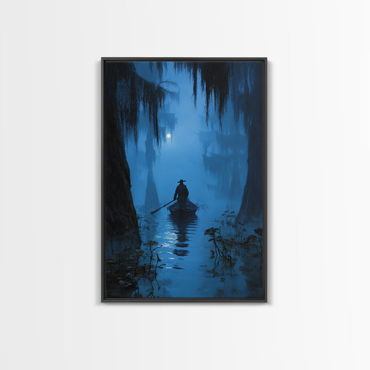 The Ferryman Of The Outer Marsh, Vertical Wall Art, Lovecraftian Horror Art, Canvas Print, Halloween Wall Decor, Gothic Home Decor
