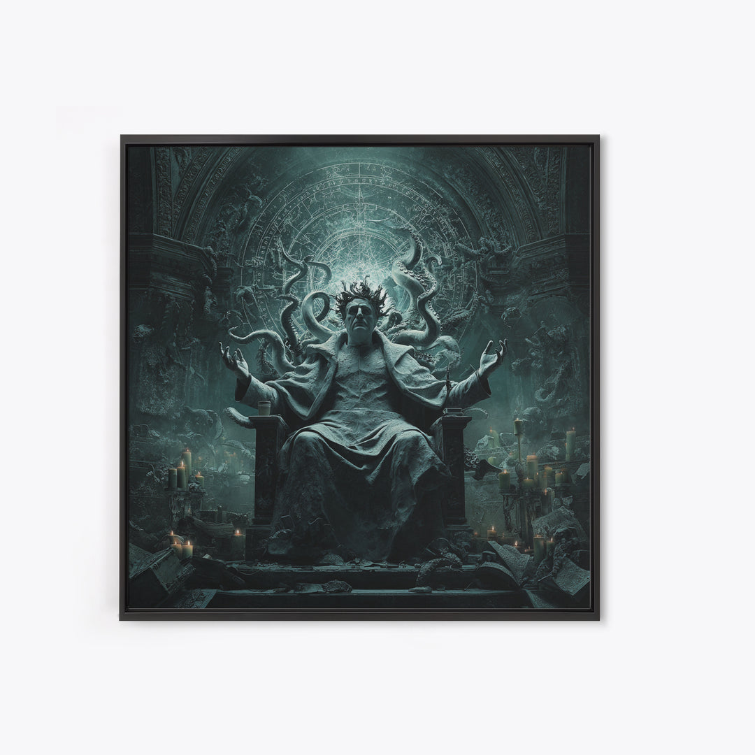 The Crown Of The Tentacled Saint, Square Wall Art, Dark Halloween Decor, Framed Canvas Print, Halloween Wall Decor, Gothic Home Decor