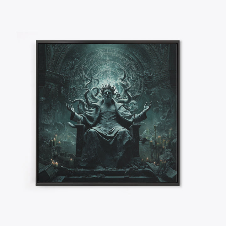 The Crown Of The Tentacled Saint, Square Wall Art, Dark Halloween Decor, Framed Canvas Print, Halloween Wall Decor, Gothic Home Decor