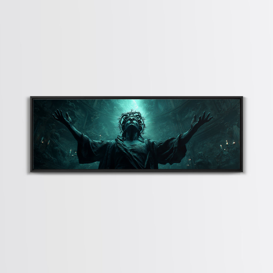 The Crown Of The Tentacled Saint, Extra Wide Wall Art, Dark Fantasy Wall Art, Canvas Print, Halloween Wall Decor, Gothic Home Decor
