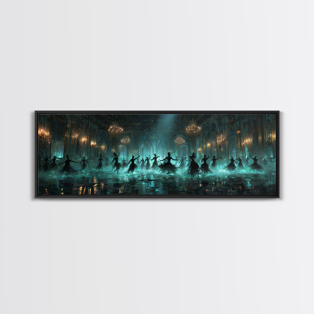 The Ballroom Of Silent Shoggoths, Extra Wide Wall Art, Cosmic Horror Wall Art, Framed Canvas Print, Halloween Wall Decor, Gothic Home Decor