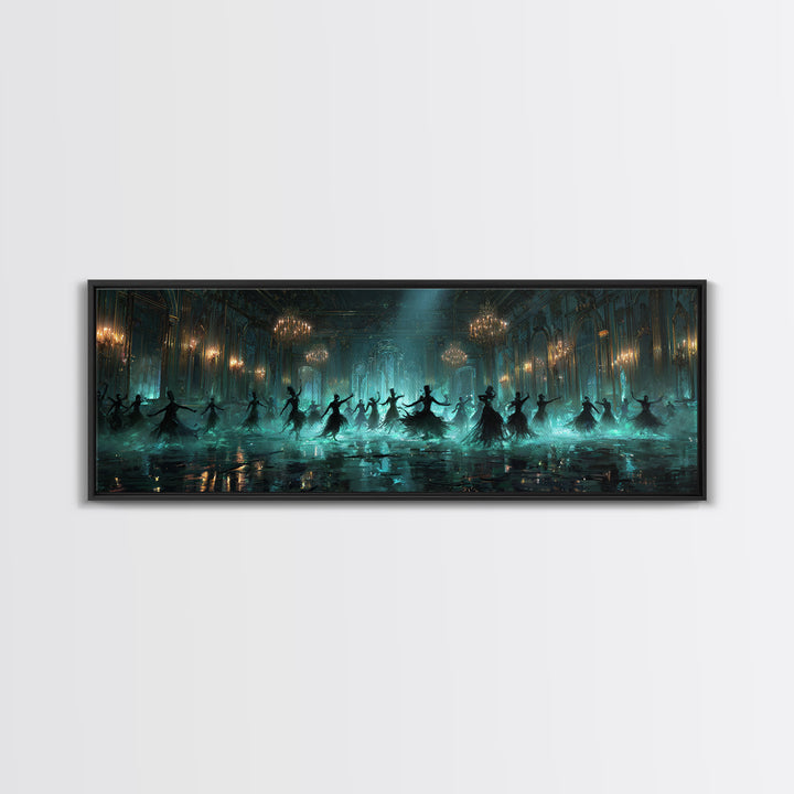 The Ballroom Of Silent Shoggoths, Extra Wide Wall Art, Cosmic Horror Wall Art, Framed Canvas Print, Halloween Wall Decor, Gothic Home Decor