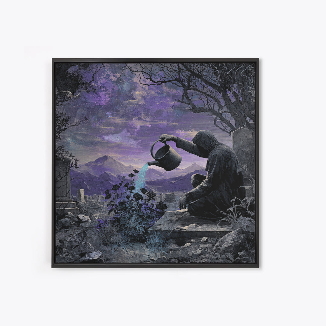 The Grave Gardener Of Yuggoth, Square Wall Art, Cosmic Horror Wall Art, Framed Canvas Print, Halloween Wall Decor, Gothic Home Decor