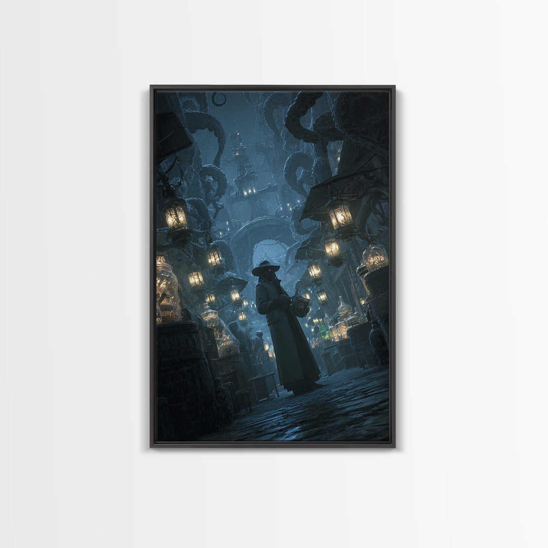 The Lantern Market Beyond The Veil, Vertical Wall Art, Spooky Home Decor, Canvas Print, Halloween Wall Decor, Gothic Home Decor