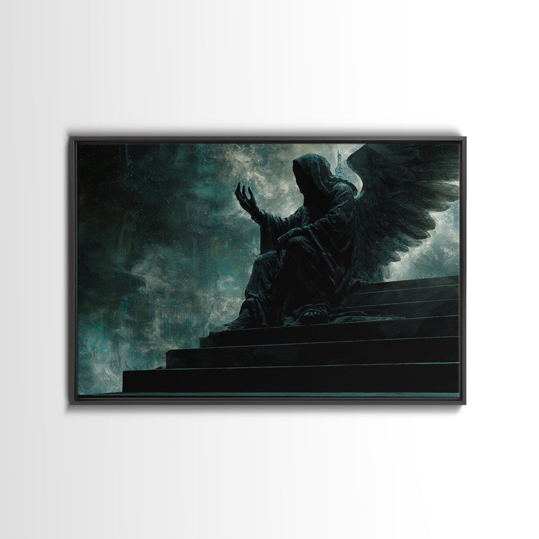 The Moth Prophet Of Kadath, Landscape Wall Art, Lovecraftian Horror Art, Framed Canvas Print, Halloween Wall Decor, Gothic Home Decor