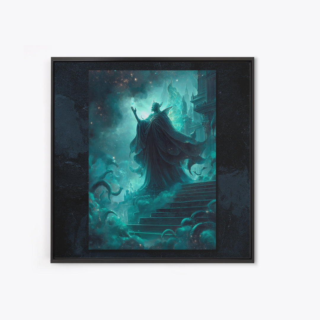 The Moth Prophet Of Kadath, Square Wall Art, Cosmic Horror Wall Art, Framed Canvas Print, Halloween Wall Decor, Gothic Home Decor