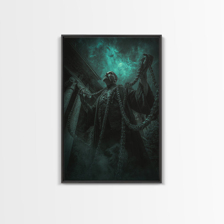 The Moonlit Shoggoth Menagerie, Vertical Wall Art, Macabre Wall Art, Framed Canvas Print, Halloween Wall Decor, Gothic Home Decor