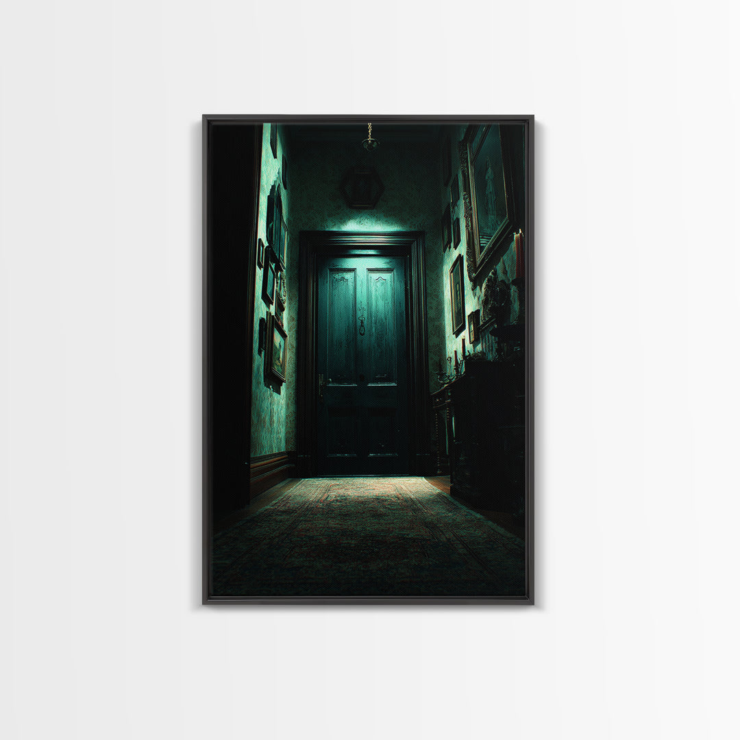 The Thirteenth Door Of Arkham House, Vertical Wall Art, Spooky Home Decor, Canvas Print, Halloween Wall Decor, Gothic Home Decor