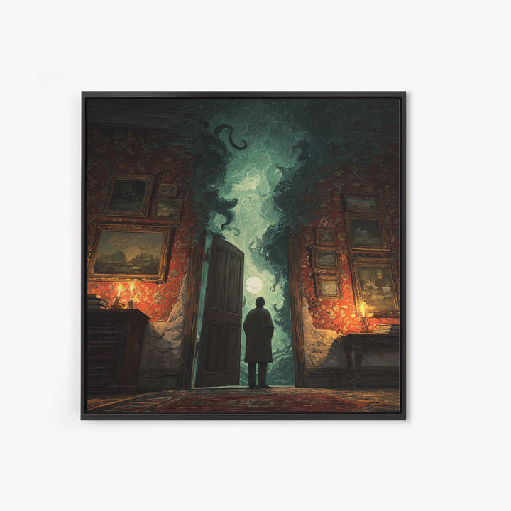 The Thirteenth Door Of Arkham House, Square Wall Art, Dark Fantasy Wall Art, Canvas Print, Halloween Wall Decor, Gothic Home Decor