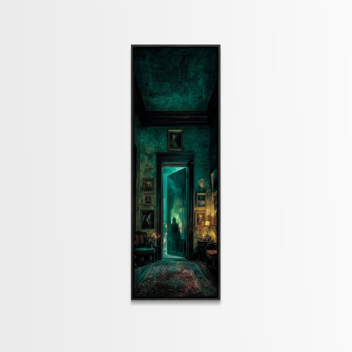 The Thirteenth Door Of Arkham House, Tall Narrow Wall Art, Spooky Home Decor, Canvas Print, Halloween Wall Decor, Gothic Home Decor