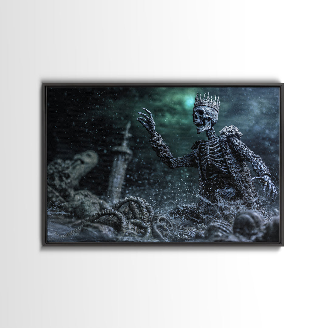 The Salt King Of The Black Shore, Landscape Wall Art, Lovecraftian Horror Art, Canvas Print, Halloween Wall Decor, Gothic Home Decor