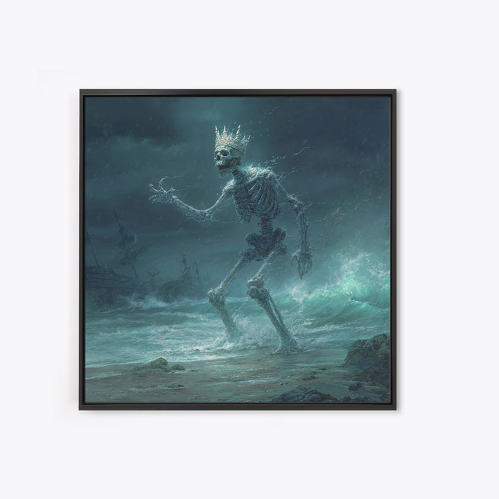 The Salt King Of The Black Shore, Square Wall Art, Dark Halloween Decor, Framed Canvas Print, Halloween Wall Decor, Gothic Home Decor