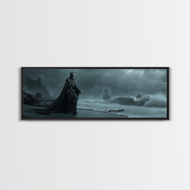 The Salt King Of The Black Shore, Extra Wide Wall Art, Gothic Horror Wall Art, Framed Canvas Print, Halloween Wall Decor, Gothic Home Decor
