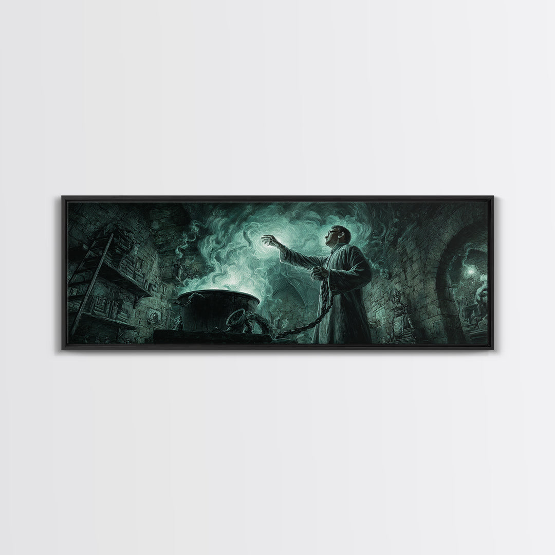 The Dreamwell Beneath Miskatonic, Extra Wide Wall Art, Eldritch Gothic Decor, Canvas Print, Halloween Wall Decor, Gothic Home Decor