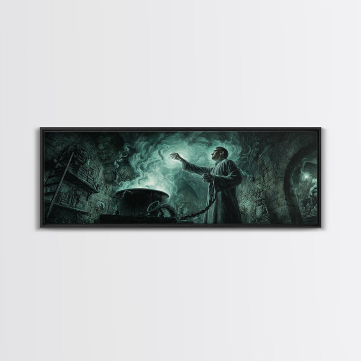 The Dreamwell Beneath Miskatonic, Extra Wide Wall Art, Eldritch Gothic Decor, Canvas Print, Halloween Wall Decor, Gothic Home Decor