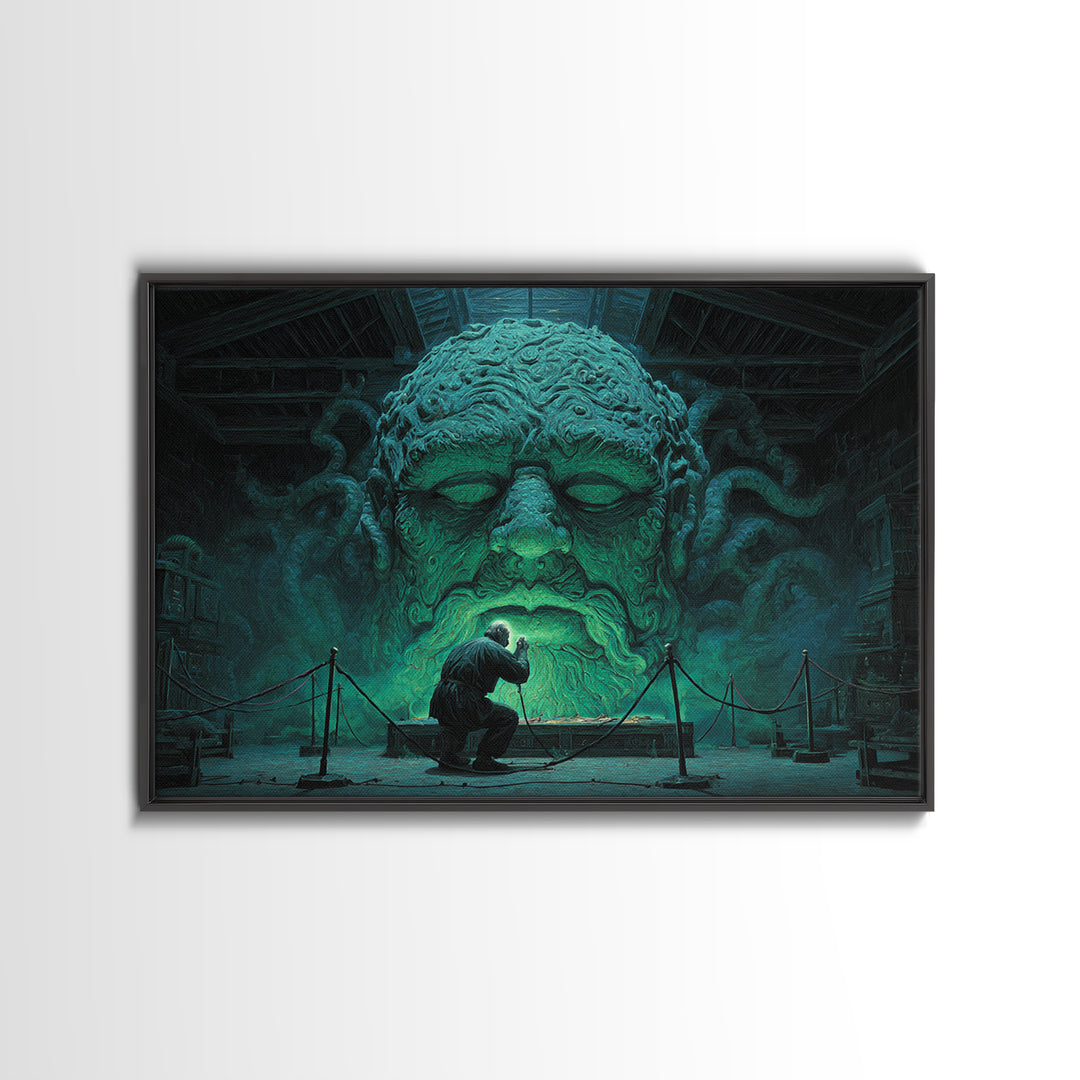 The Custodian Of The Whispering Idol, Landscape Wall Art, Dark Halloween Decor, Canvas Print, Halloween Wall Decor, Gothic Home Decor
