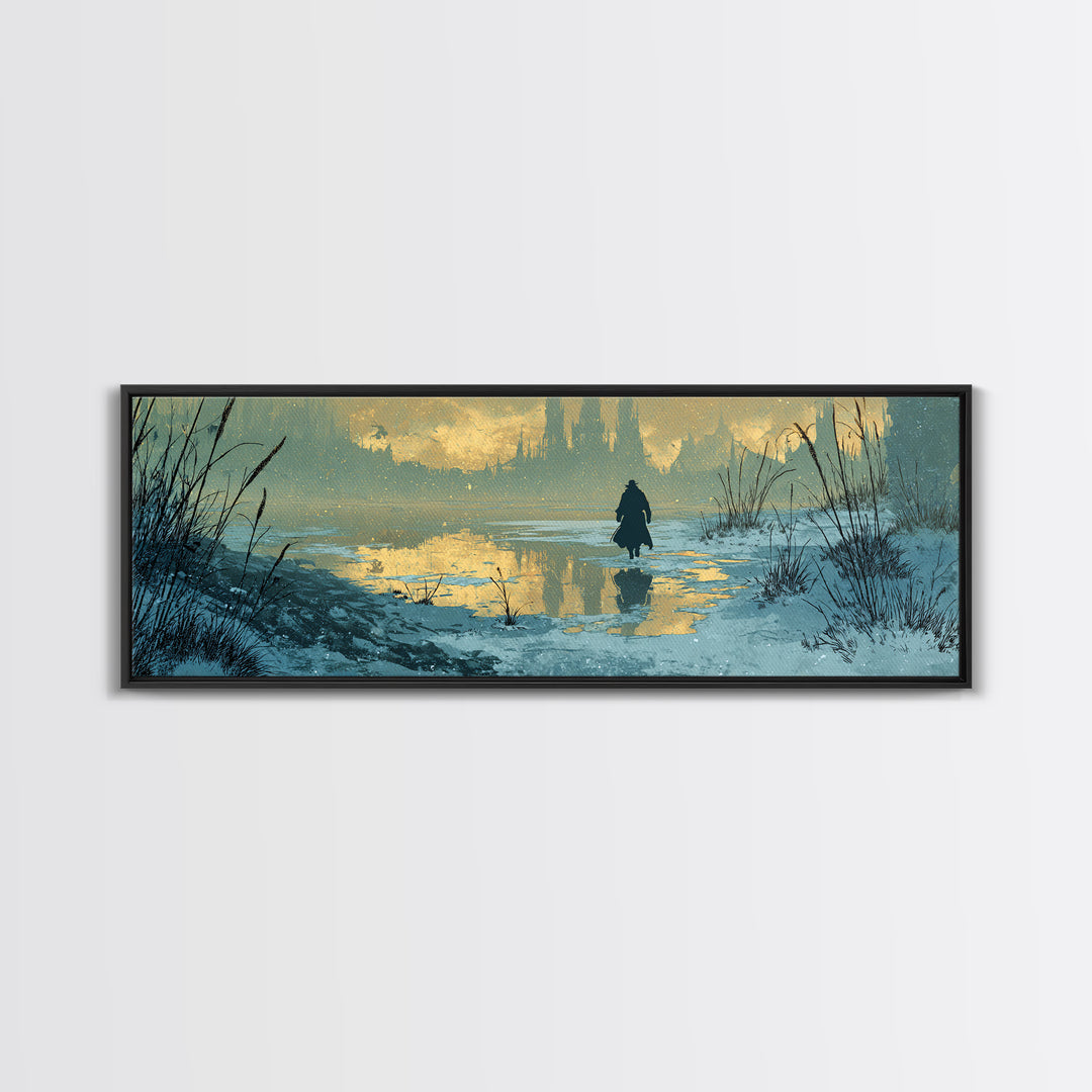 The Frost Beyond Carcosa, Extra Wide Wall Art, Haunted Gothic Art, Framed Canvas Print, Halloween Wall Decor, Gothic Home Decor