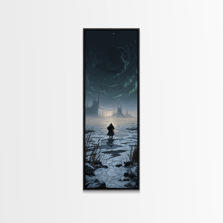 The Frost Beyond Carcosa, Tall Narrow Wall Art, Gothic Horror Wall Art, Framed Canvas Print, Halloween Wall Decor, Gothic Home Decor