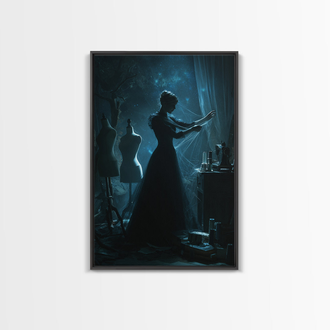 The Seamstress Of Living Nebulae, Vertical Wall Art, Eldritch Gothic Decor, Canvas Print, Halloween Wall Decor, Gothic Home Decor