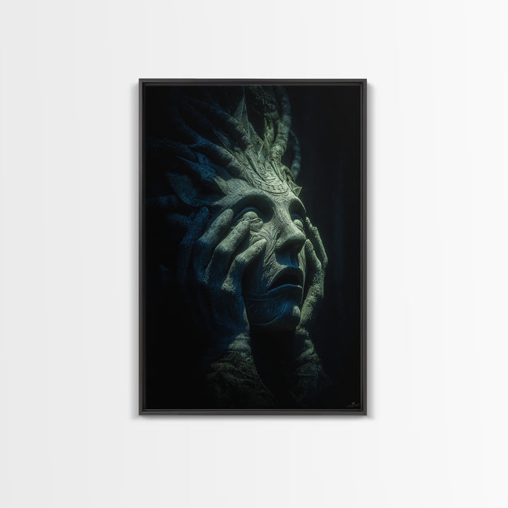 The Mask Of The Crawling God, Vertical Wall Art, Eldritch Gothic Decor, Canvas Print, Halloween Wall Decor, Gothic Home Decor