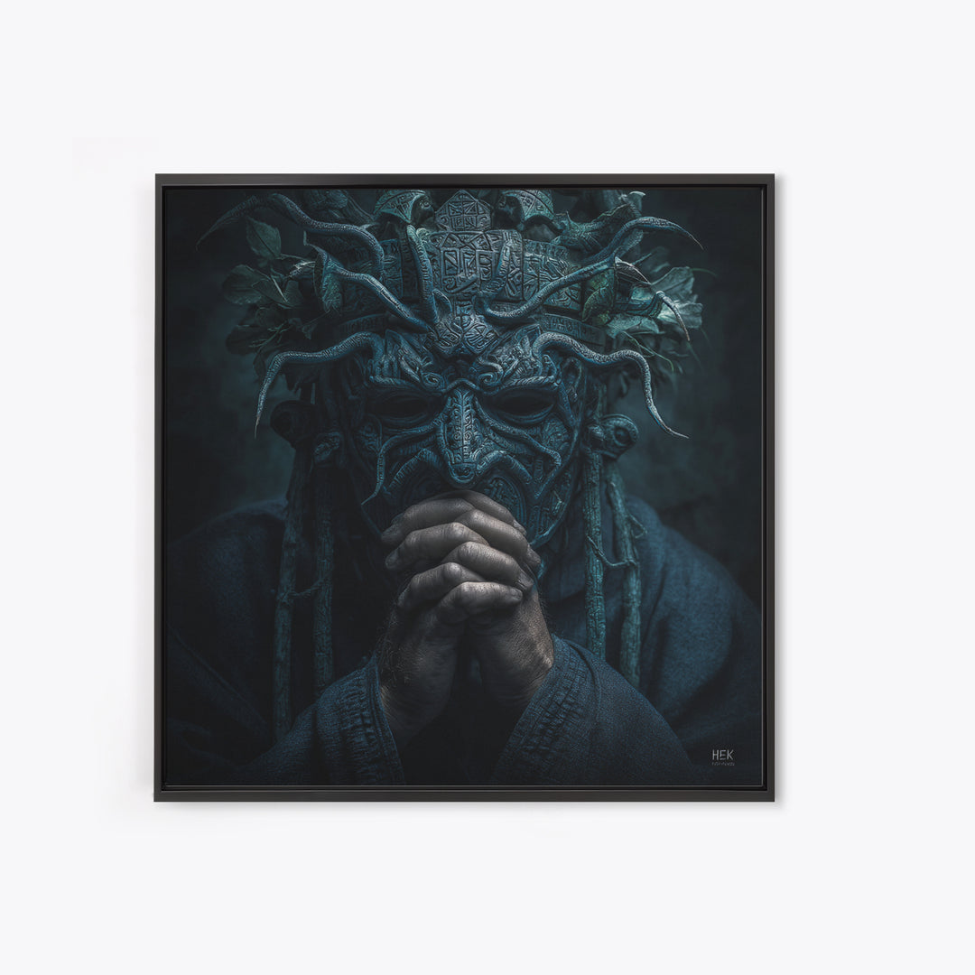 The Mask Of The Crawling God, Square Wall Art, Eldritch Gothic Decor, Canvas Print, Halloween Wall Decor, Gothic Home Decor, Horror Wall Art