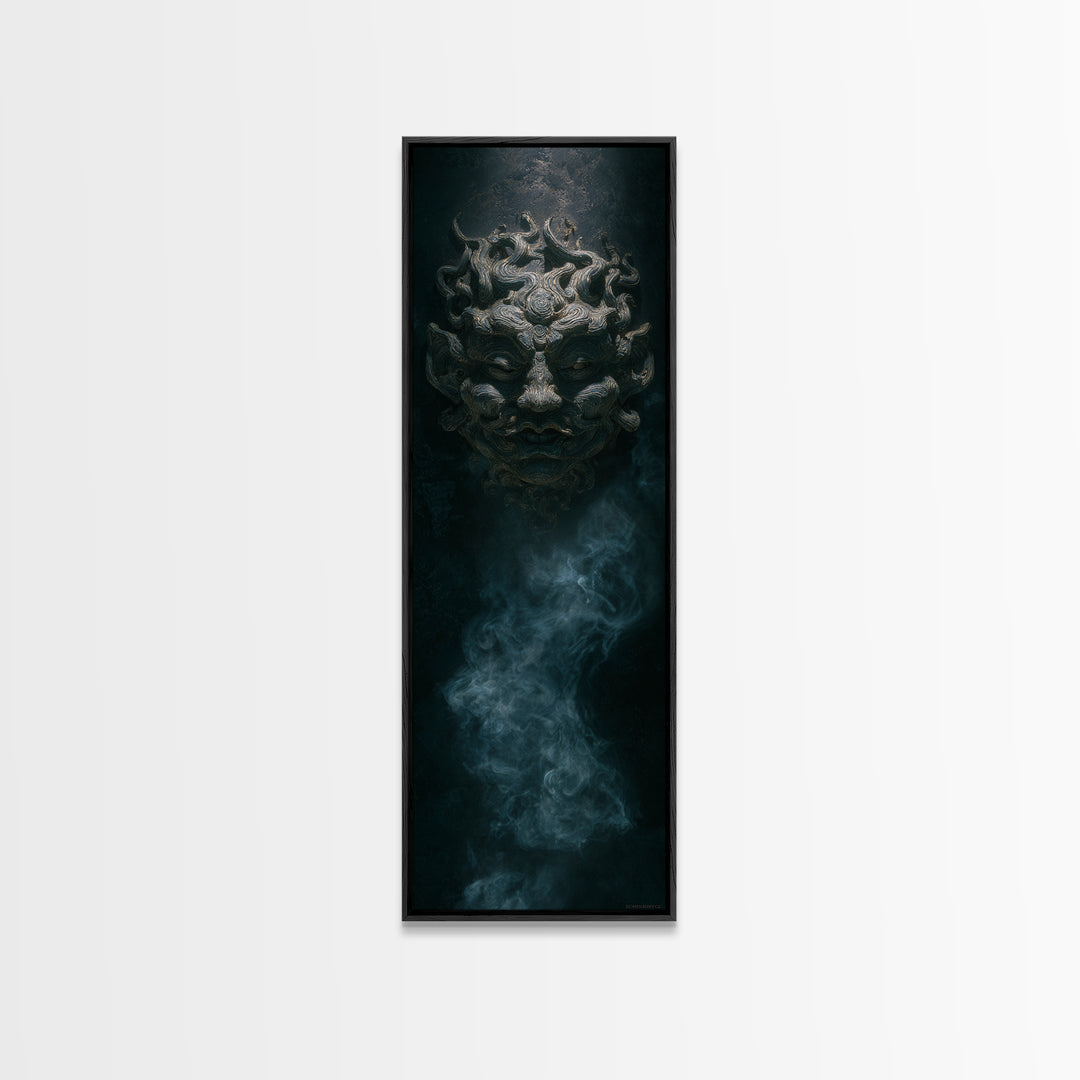 The Mask Of The Crawling God, Tall Narrow Wall Art, Macabre Wall Art, Canvas Print, Halloween Wall Decor, Gothic Home Decor, Halloween Decor