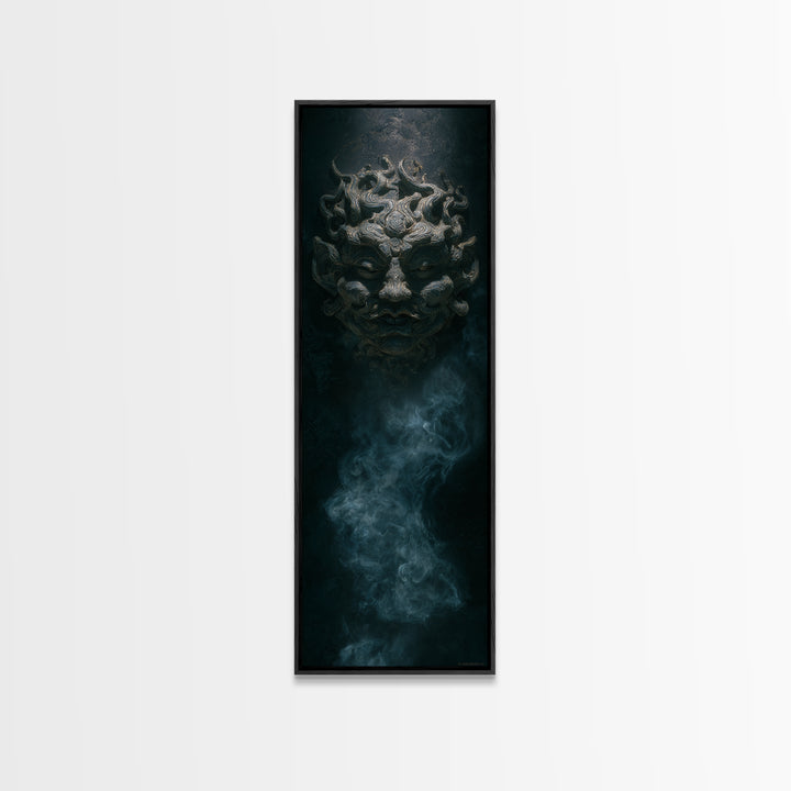 The Mask Of The Crawling God, Tall Narrow Wall Art, Macabre Wall Art, Canvas Print, Halloween Wall Decor, Gothic Home Decor, Halloween Decor