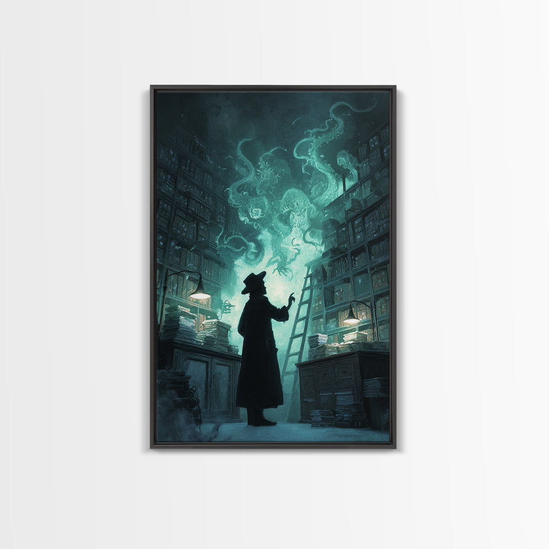 The Archivist Of Dreaming Bones, Vertical Wall Art, Dark Fantasy Wall Art, Canvas Print, Halloween Wall Decor, Gothic Home Decor