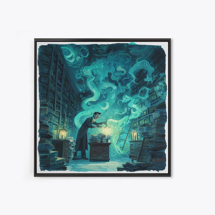 The Archivist Of Dreaming Bones, Square Wall Art, Lovecraftian Horror Art, Canvas Print, Halloween Wall Decor, Gothic Home Decor
