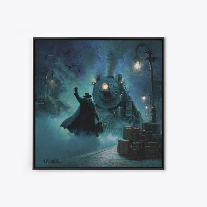 The Phantom Train To Kadath, Square Wall Art, Spooky Home Decor, Framed Canvas Print, Halloween Wall Decor, Gothic Home Decor