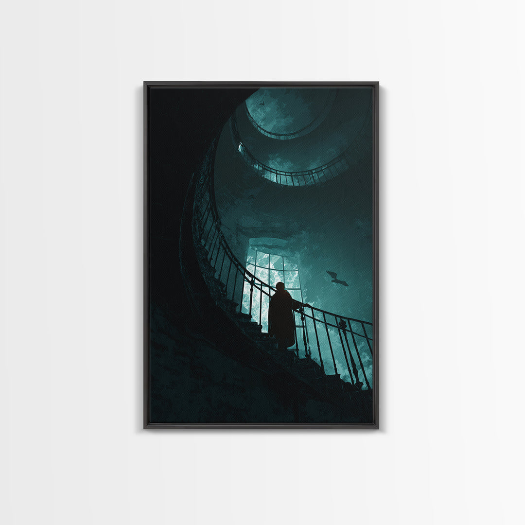 The Last Lighthouse Of Y’Ha-Nthlei, Vertical Wall Art, Macabre Wall Art, Framed Canvas Print, Halloween Wall Decor, Gothic Home Decor